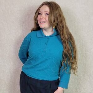 Maggie Sweet Blue 3/4 Sleeve Polo, XL